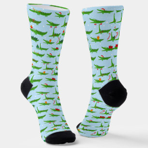 Festliche Krokodile in Weihnachtskostümmuster Socken