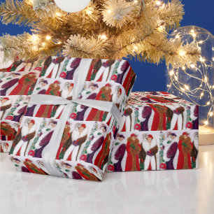 Festliche Kunst Deko Retro Vintage Weihnachtsfraue Geschenkpapier