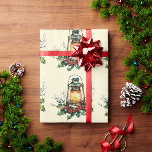 Festliche Laterne, eingebettet in Stechpalme – Sai Geschenkpapier