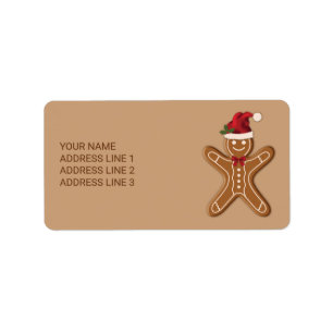 Festliche Lebkuchen-Weihnachtsplätzchen mit Text Adressaufkleber
