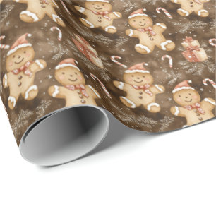 Festliche Lebkuchenmänner mit Geschenken und Schne Geschenkpapier