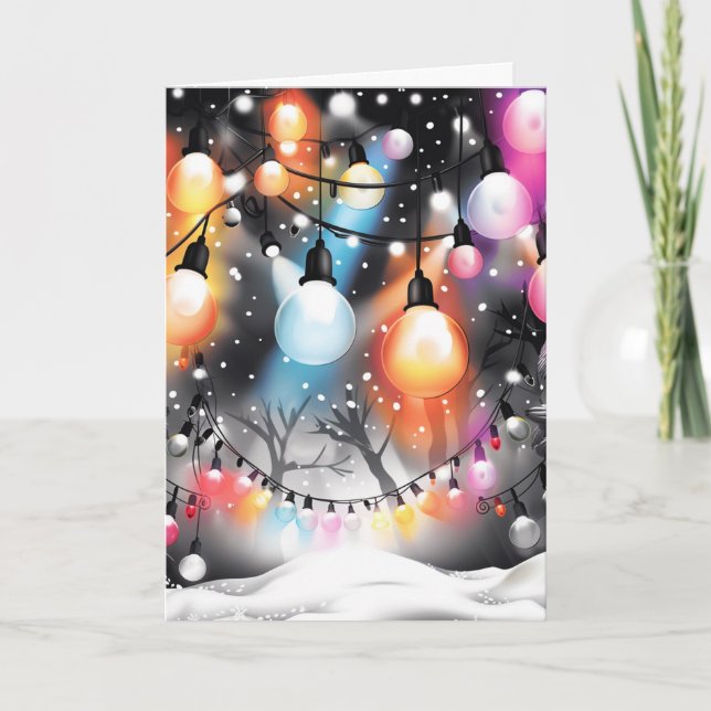 Festliche Lichter Feiertagskarte (Vorderseite)