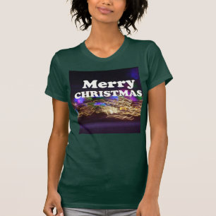 Festliche Lichtspuren Frohe Weihnachten Feuerwerk T-Shirt
