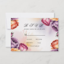 Festliche lila-orange und rote Rosen Hochzeit