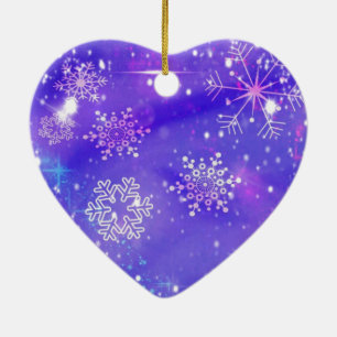 Festliche Lila Schneeflocke Sterne Party Keramikornament