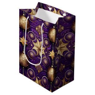 FESTLICHE LILA UND GOLDE CHRISTMAS KUGELN MITTLERE GESCHENKTÜTE