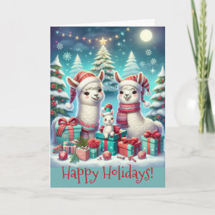 Festliche Llama-Familien-Weihnachten Karte