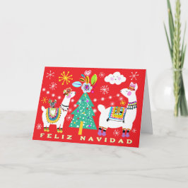 Festliche Llamas Weihnachtsbaum Spanisch Karte