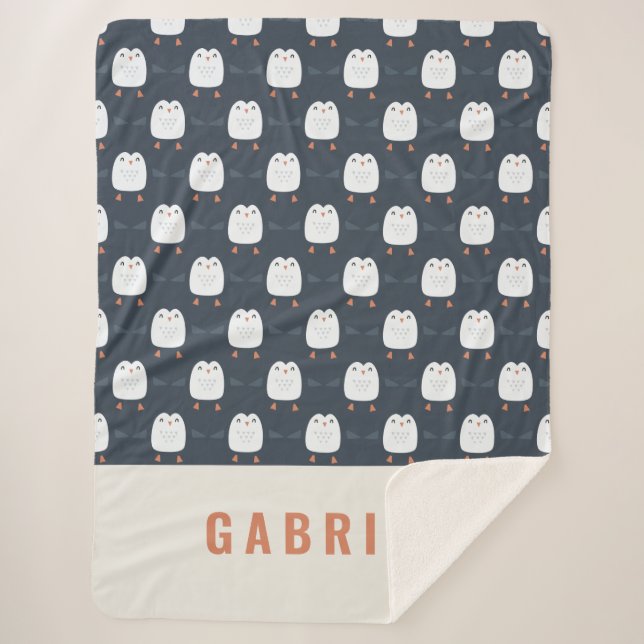 festliche, lustige niedliche Pinguin-personalisier Sherpadecke (Vorderseite)