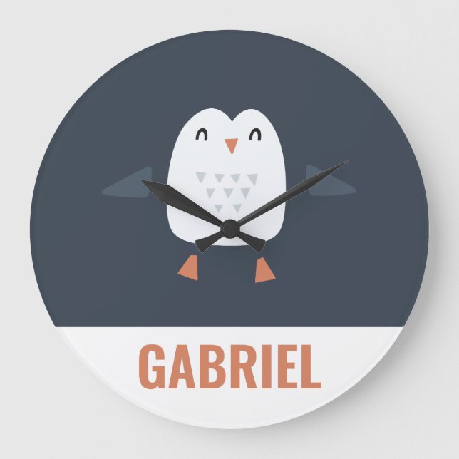 festliche lustige niedliche Pinguine personalisier Große Wanduhr (Vorderseite)