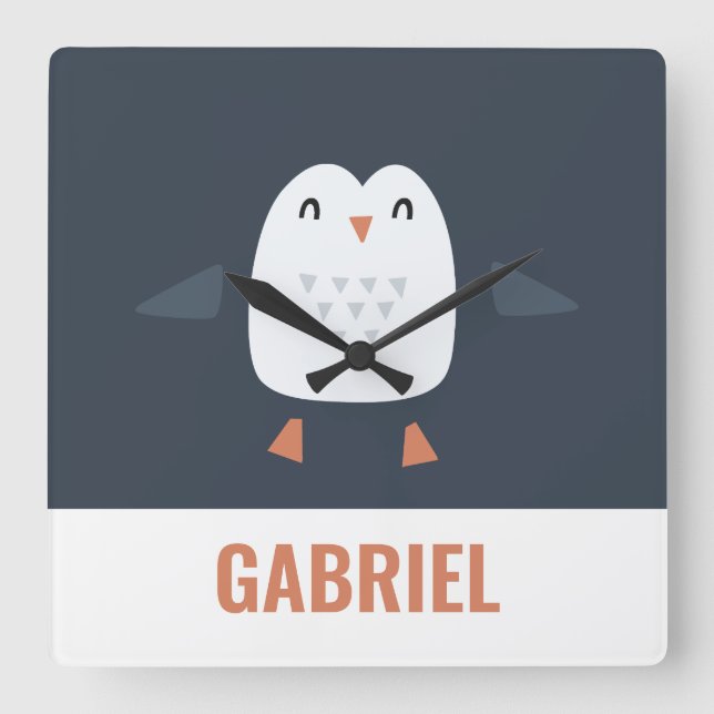 festliche lustige niedliche Pinguine personalisier Quadratische Wanduhr (Vorderseite)