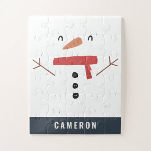 festliche lustige niedliche Schneemann personalisi Puzzle