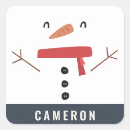 festliche lustige niedliche Schneemann personalisi Quadratischer Aufkleber