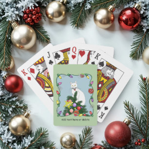 Festliche lustige Weihnachtsbaum lustige weiße Kat Spielkarten