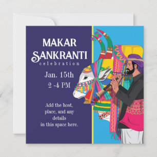 Festliche Makar Sankranti dekorierte Kuh Einladung
