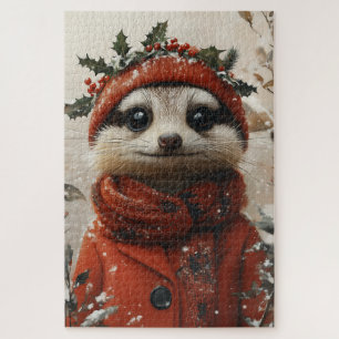 Festliche Meerkat im Winter Wunderland Puzzle
