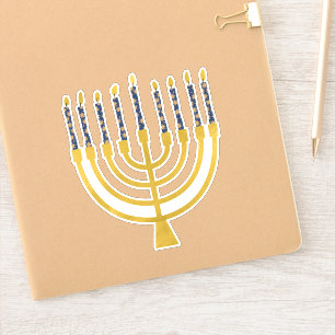 Festliche Menorah Hanukkah Celestial Candles Elega Aufkleber