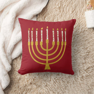 Festliche Menorah Hanukkah Celestial Candles Red Kissen