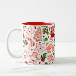 Festliche Minimal Gingerbret Cookie Weihnachten Zweifarbige Tasse
