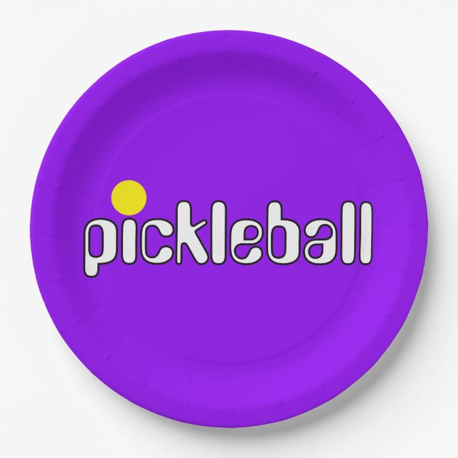 Festliche Mod PICKLEBALL Text Lila Hintergrund Pappteller (Vorderseite)