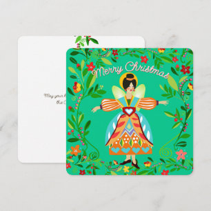 Festliche Moderne Mandarine Angel Feiertagskarte