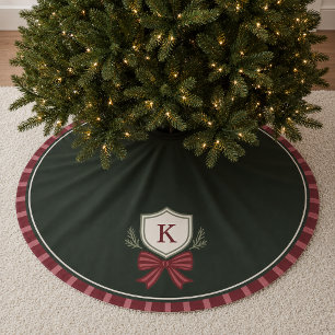 Festliche moderne Monogramm-Wappen-Weihnachtsbaum- Polyester Weihnachtsbaumdecke