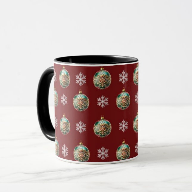 Festliche, moderne Winterschneeflocken Niedlich Tasse (Vorderseite Links)
