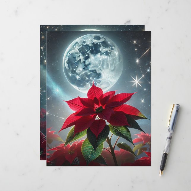 Festliche Moonlit Poinsettia Bücher (Vorderseite/Rückseite Beispiel)