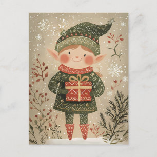 Festliche niedliche Gnome Weihnachtsgrüße Postkarte