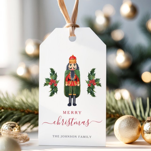 Festliche Niedliche Nutcracker Frohe Weihnachten Geschenkanhänger (Festive Cute Nutcracker Merry Christmas Gift Tags)