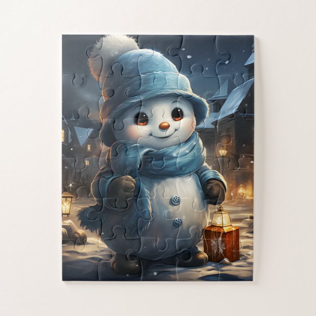 Festliche Niedliche Winterweihnachtsferien Snowman Puzzle (Vertikal)