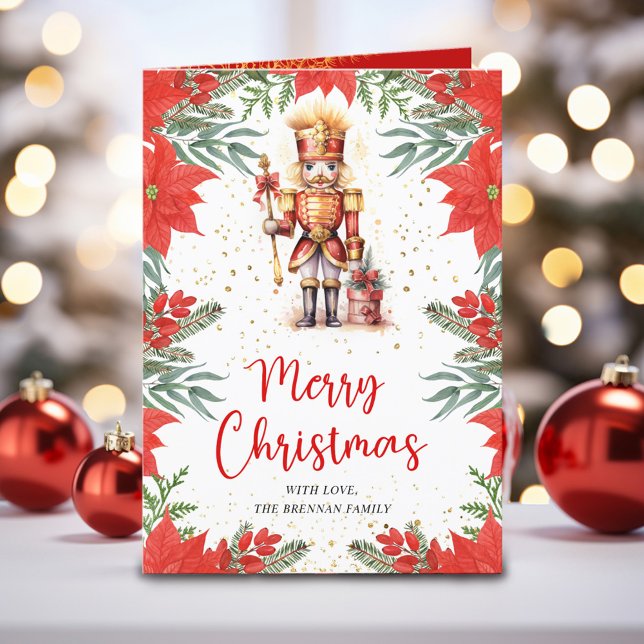 Festliche Nutcracker Botanisches Foto Weihnachten (Festive Nutcracker Botanical Photo Christmas Holiday Card)