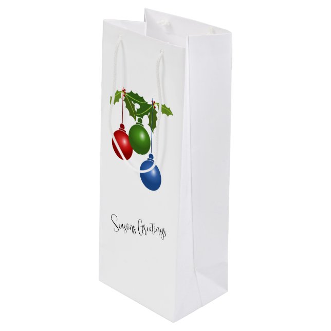 Festliche Ornamente und Weinbeutel Geschenktüte Für Weinflaschen (Vorderseite Schrägansicht)