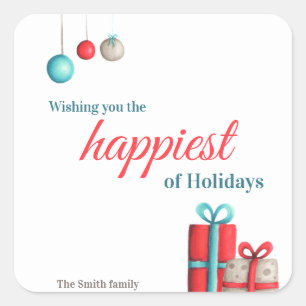 Festliche Ornamente Weihnachten Quadratischer Aufkleber