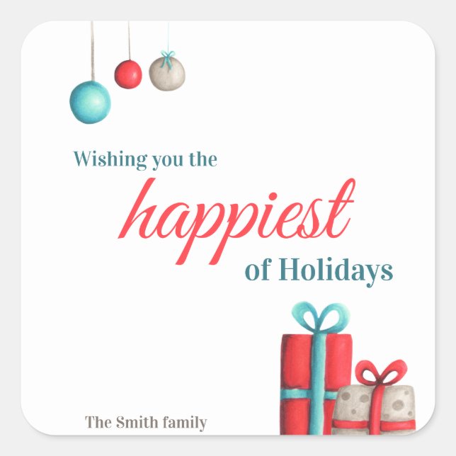 Festliche Ornamente Weihnachten Quadratischer Aufkleber (Vorderseite)