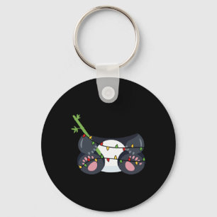Festliche Panda mit Weihnachtsbeleuchtung Kostüm Schlüsselanhänger