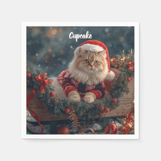 Festliche Persische Katze Weihnachten Serviette (Vorderseite)