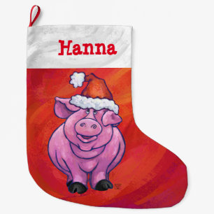 Festliche Personalisierte Schweinehaltung Großer Weihnachtsstrumpf