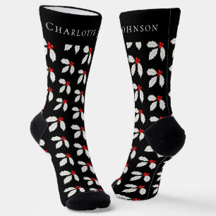 Festliche Personalisierte Stechpalmen-Beeren-Schwa Socken