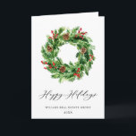 Festliche Pine Cones Wreath Weihnachten<br><div class="desc">Holly Wreath Weihnachten Firmengrüße Weihnachtskarte.</div>