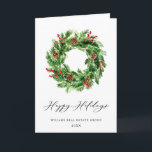 Festliche Pine Cones Wreath Weihnachten<br><div class="desc">Holly Wreath Weihnachten Firmengrüße Weihnachtskarte.</div>