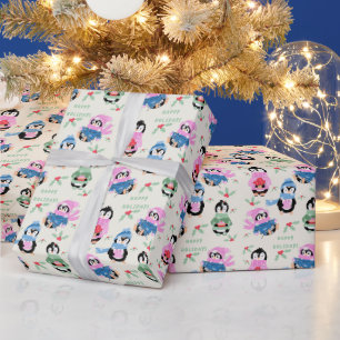 Festliche Pinguin-Muster-Weihnachtspapier Geschenkpapier