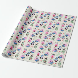 Festliche Pinguin-Muster-Weihnachtspapier Geschenkpapier