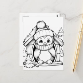 Festliche Pinguinfarben Postkarte