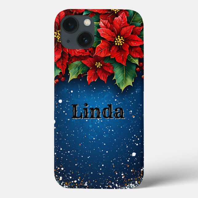 Festliche Poinsettia Blume mit Schnee Case-Mate iPhone Hülle (Rückseite)