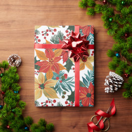 Festliche Poinsettia Retro Weihnachten Geschenkpapier