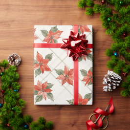 Festliche Poinsettia und Karierte Weihnachten Geschenkpapier