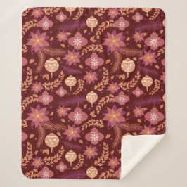 Festliche Poinsettia Weihnachtssherpa Blanket Sherpadecke