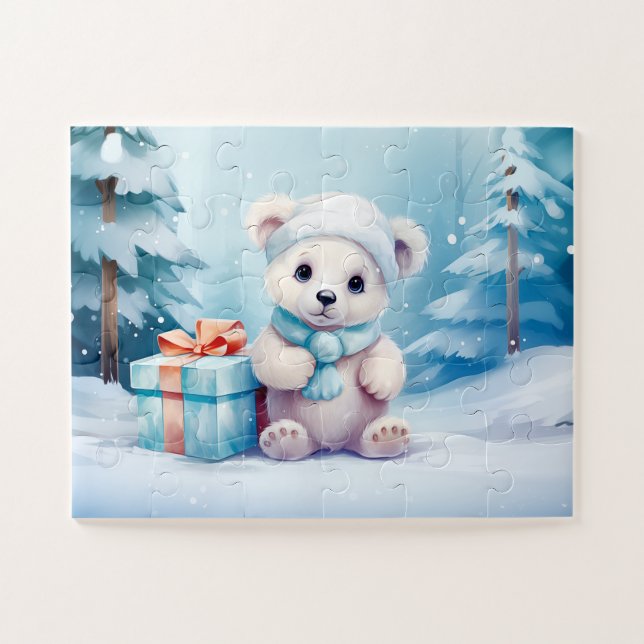 Festliche Polar Bären Weihnachten Kinder Jigsaw Pu Puzzle (Horizontal)
