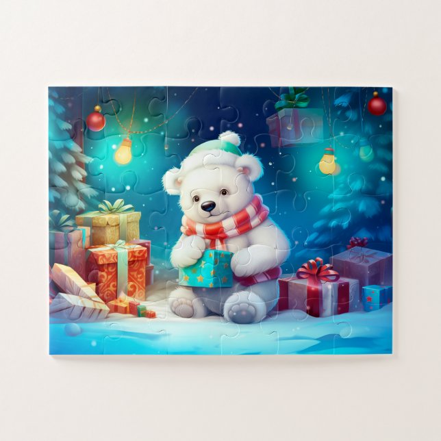 Festliche Polar Bären Weihnachten Kinder Jigsaw Pu Puzzle (Horizontal)
